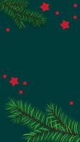 Christmas and new year vertical background, fir branches on turquoise color vector illustration