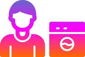 Man Doing Laundry Vector Icon Design