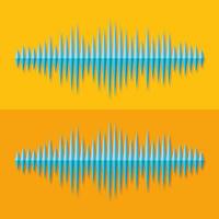 Flat stereo music wave icon on yellow background vector