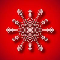 Beautiful snowflake with shadow on red background vector