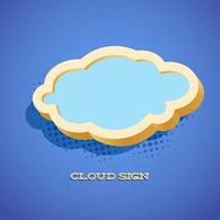 Retro card with cloud sign as text frame vector