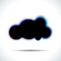 Halftone cloud shape with color chroma aberrations vector