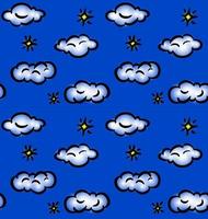 Drawn seamless pattern with night clouds and stars vector