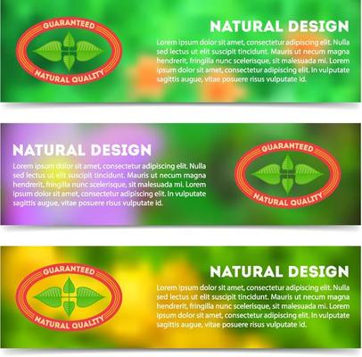 Set of eco banners with flat colored vintage label