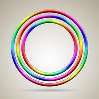 Three abstract shiny rainbow colored vector rings