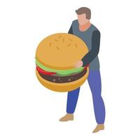 Fast food addiction icon, isometric style vector