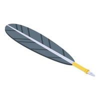 Feather pen icon, isometric style vector