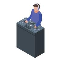 icono de disk jockey, estilo isométrico vector