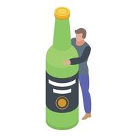 Alcohol addiction icon, isometric style vector