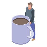 Coffee addiction icon, isometric style vector