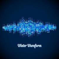 Christmas sound and music waveform made of different scattered snowflakes vector