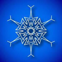 Beautiful snowflake with shadow on blue background vector