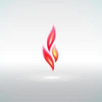 Shiny red soft flame sign with reflection vector