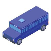 Prison bus icon, isometric style vector