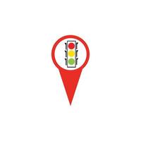 map pointer Traffic light signal - vector icon