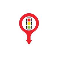 map pointer Traffic light signal - vector icon