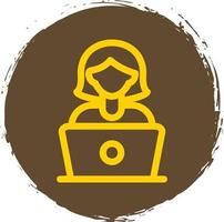 Woman Using Laptop Vector Icon Design