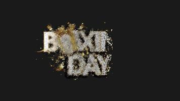 boksen dag deeltjes intro illustratie met 3d geschenk doos, goud en wit thema's video