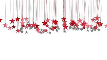 Merry Christmas Red Star Hanging on top, 3D Rendering, Chroma key, Luma Matte Selection of Stars video