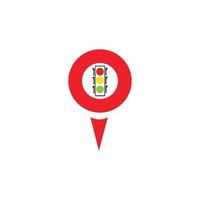 map pointer Traffic light signal - vector icon