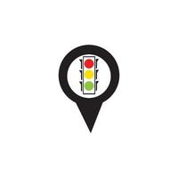 map pointer Traffic light signal - vector icon