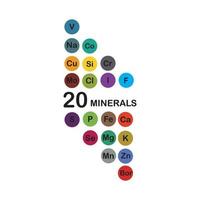 minerales microelementos y macroelementos, útiles para la salud humana. fundamentos de una alimentación saludable y estilos de vida saludables. vector