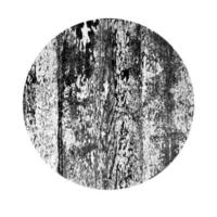 Scratched circle. Dark figure with distressed grunge wood texture isolated on white background. Vector illustration.