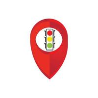 map pointer Traffic light signal - vector icon