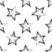 Seamless Pattern with hand drawn black Stars. Abstract grunge texture. Vector illustration