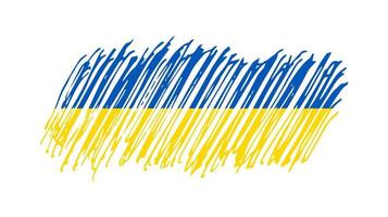 Ukrainian national flag in grunge style. Drawn by pen flag of Ukraine. Vector illustration