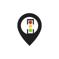 map pointer Traffic light signal - vector icon