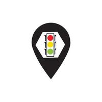 map pointer Traffic light signal - vector icon