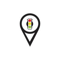 map pointer Traffic light signal - vector icon