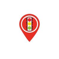 map pointer Traffic light signal - vector icon