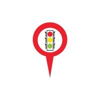 map pointer Traffic light signal - vector icon