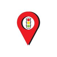 map pointer Traffic light signal - vector icon