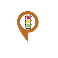 map pointer Traffic light signal - vector icon