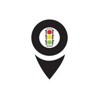 map pointer Traffic light signal - vector icon