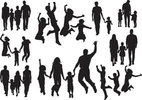 family silhouette set vector