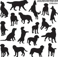 silueta de golden retriever vector