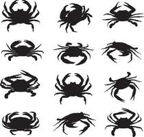 crab silhouette set vector