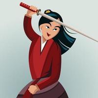 mulan character with sword vector