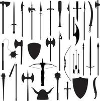 Medieval weapons silhouette vector