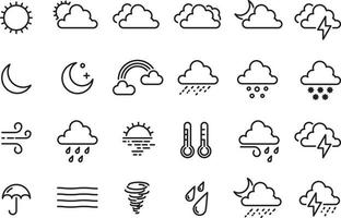 weather set outline design vector