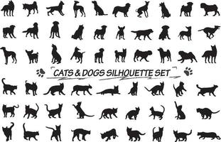 Cats and Dogs silhouette set vector