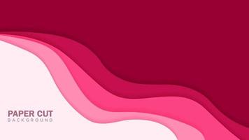 Abstract red wavy background papercut style vector