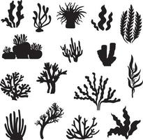 corals and seaweed silhouette clip art vector