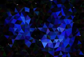 Dark BLUE vector shining triangular background.