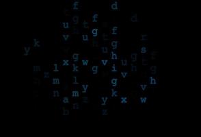 Dark blue vector background with signs of alphabet.