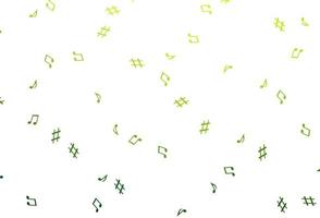 Light Green vector texture with musical notes.